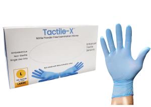 Nitrile Powder Free Textured Blue Gloves (Tactile-X)